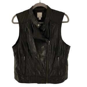 Halogen Women's Sleeveless Leather Moto Jacket Size Large